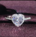 Ladies White Silver Plated Heart Ring