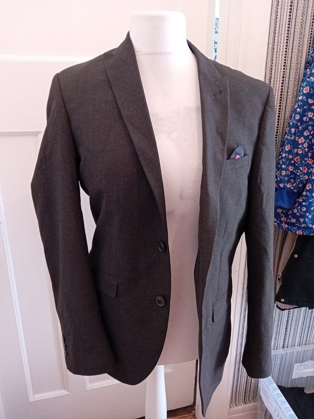 Mens Next Size 40r Grey Long Sleeve Blazer