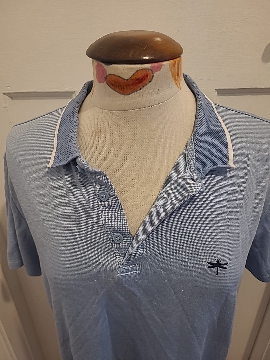 Mens Easy Size Large Pale Blue Short Sleeved Polo
