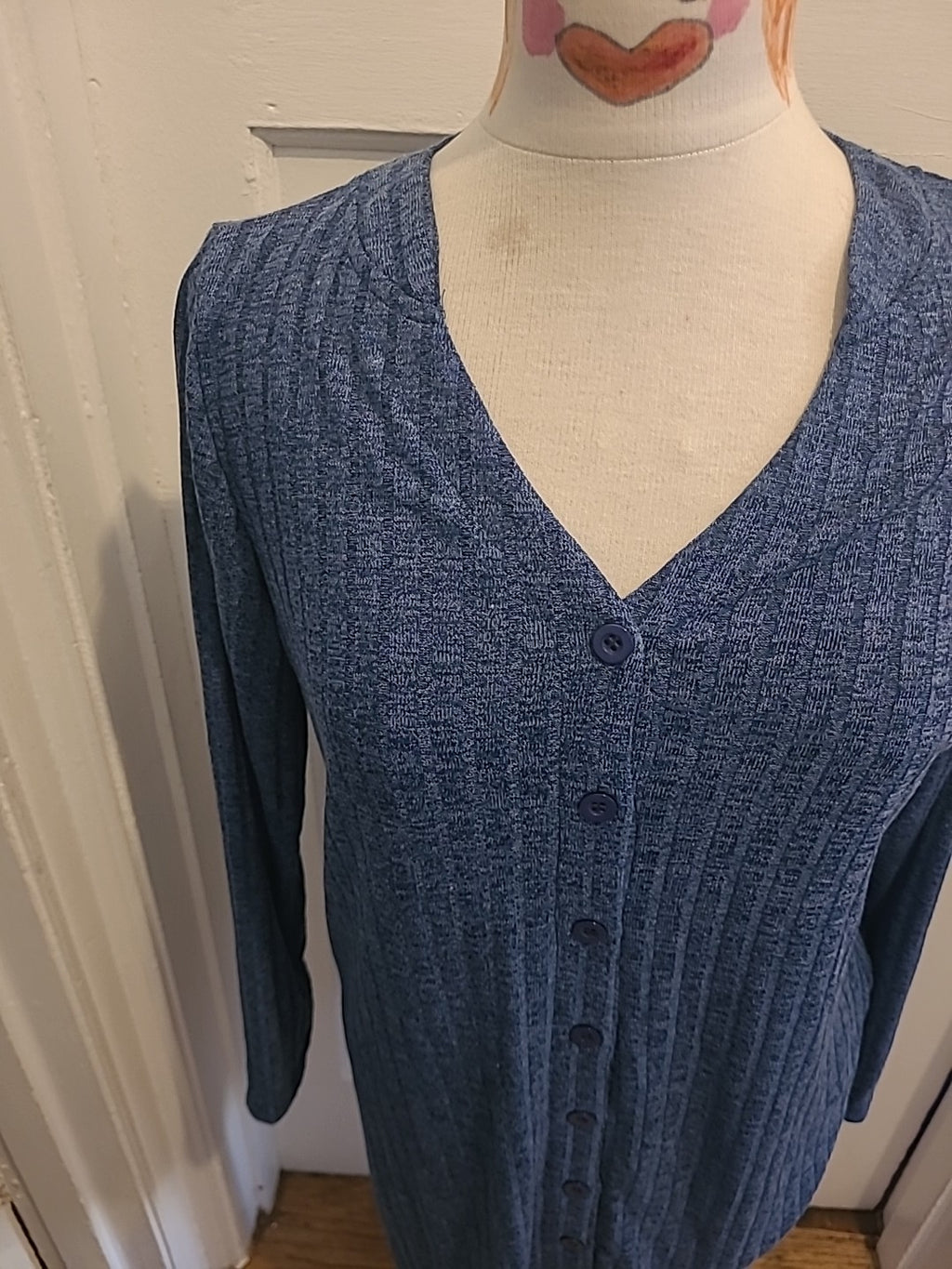 Ladies Vlazom Medium Blue Button Up Dress Long Sleet
