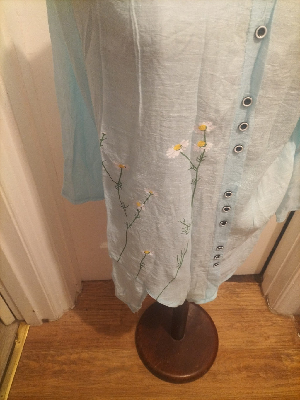 Ladies Size Medium Turquoise Floral Long Sleeved Blouse