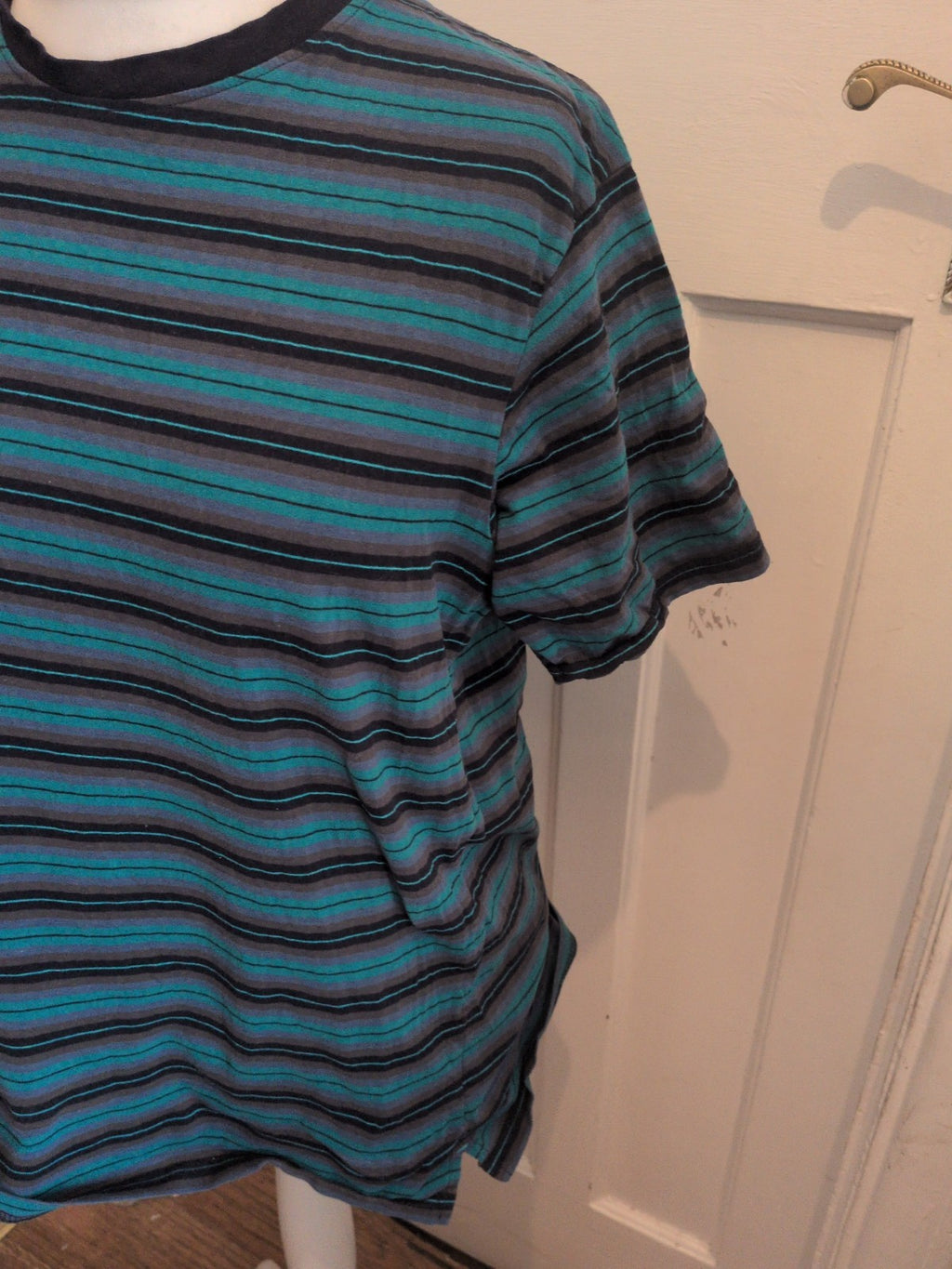 Marks And Spencer Large Navy Mix Strip Short Sleeve Pyjama Top