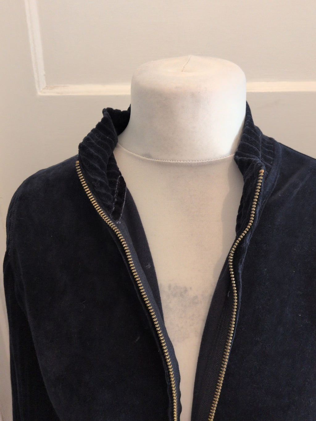 Ladies Marks And Spencer Size 14 Navy Full Zip Ribbed Top