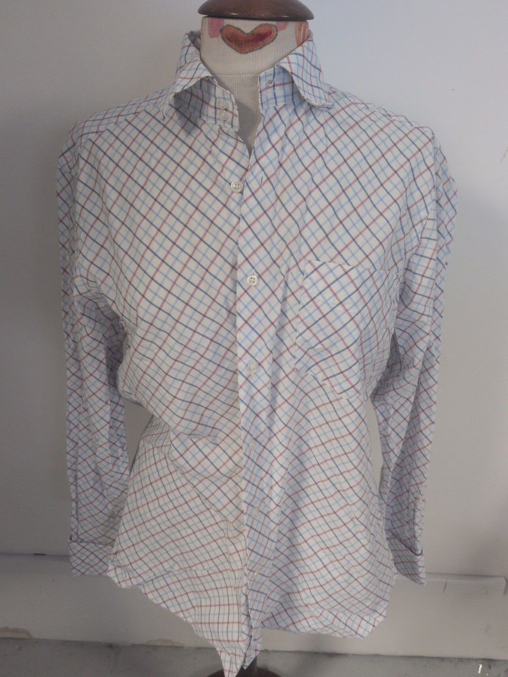Casual Menswear 15.5 Red Blue Long Sleeve Dress Shirt