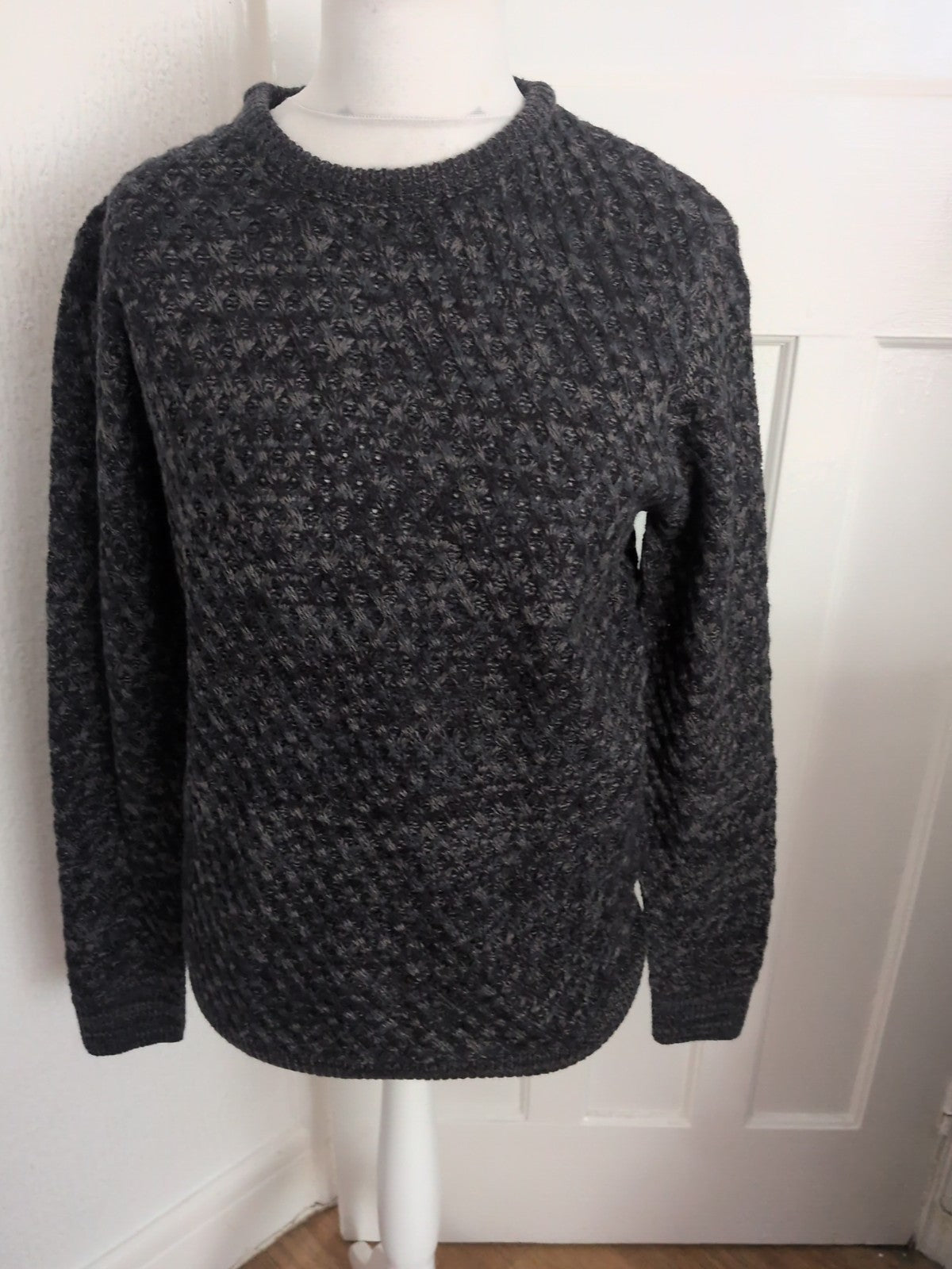 Avenue Medium Grey/Navy Fleck Long Sleeve Jumper