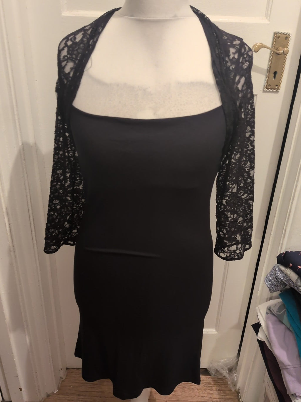 Autograph Medium Black With Lace Long Sleeve Dress