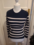 Ladies Papaya Size 8 Black White Striped Long Sleeve Jumper