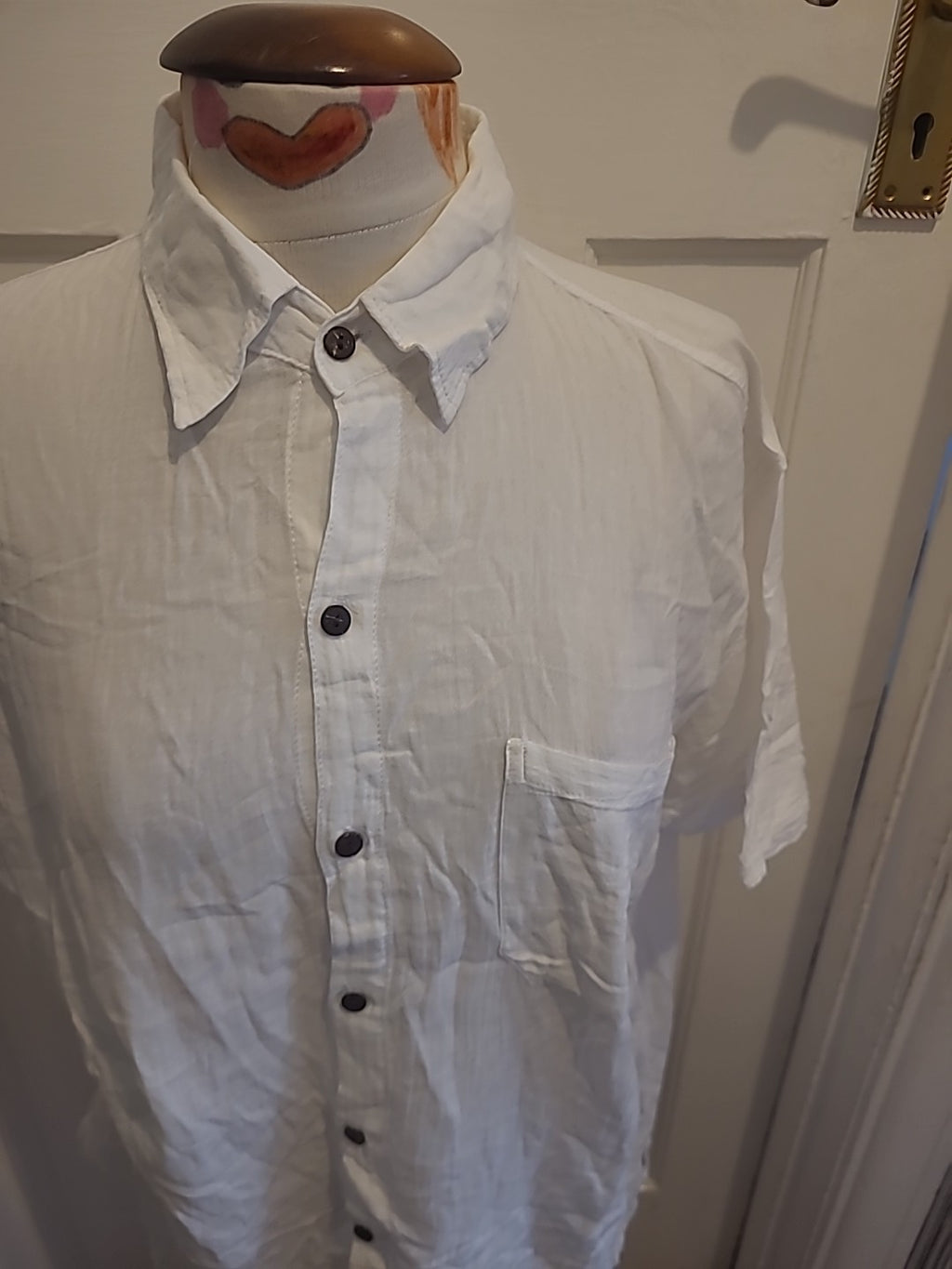 Ladies Chawan Lak Size XL White Short Sleeved Buttoned Blouse