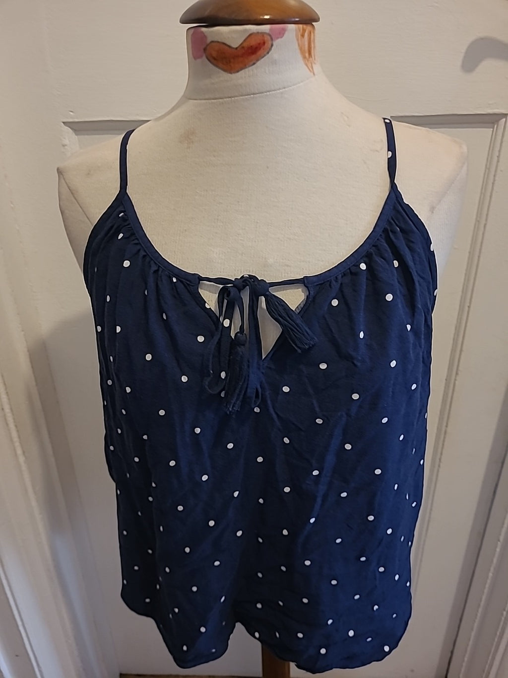 Ladies L.o.g.g Size 8 Navy/White Spotted Cami Top