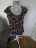 Ladies Primark Size 12 Multi Floral Short Sleeved Blouse