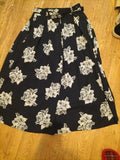 Ladies House Of Fraser Size 12 Navy White Floral Lined Skirt Pleated
