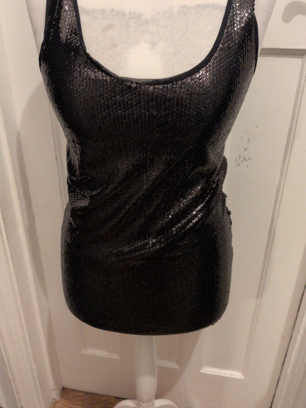 Primark 14 Black Full Sequin Front Sleevless Blouse