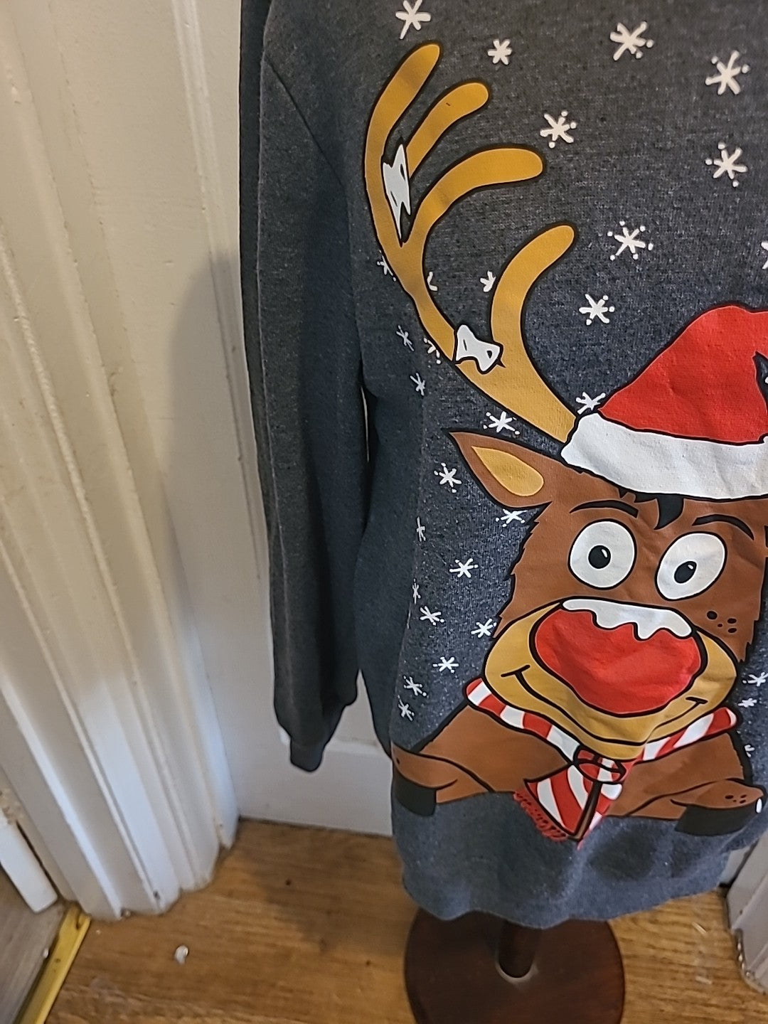 Mens Peacocks Size Medium Grey Reindeer Pullover Jumper