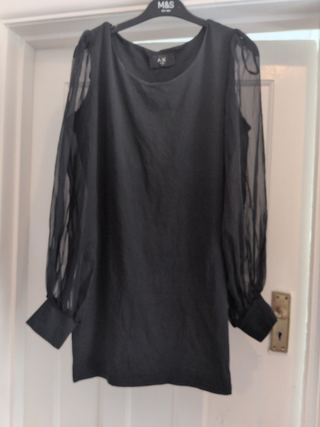 Ax Paris 14 Black Long Sleeve Long Blouse