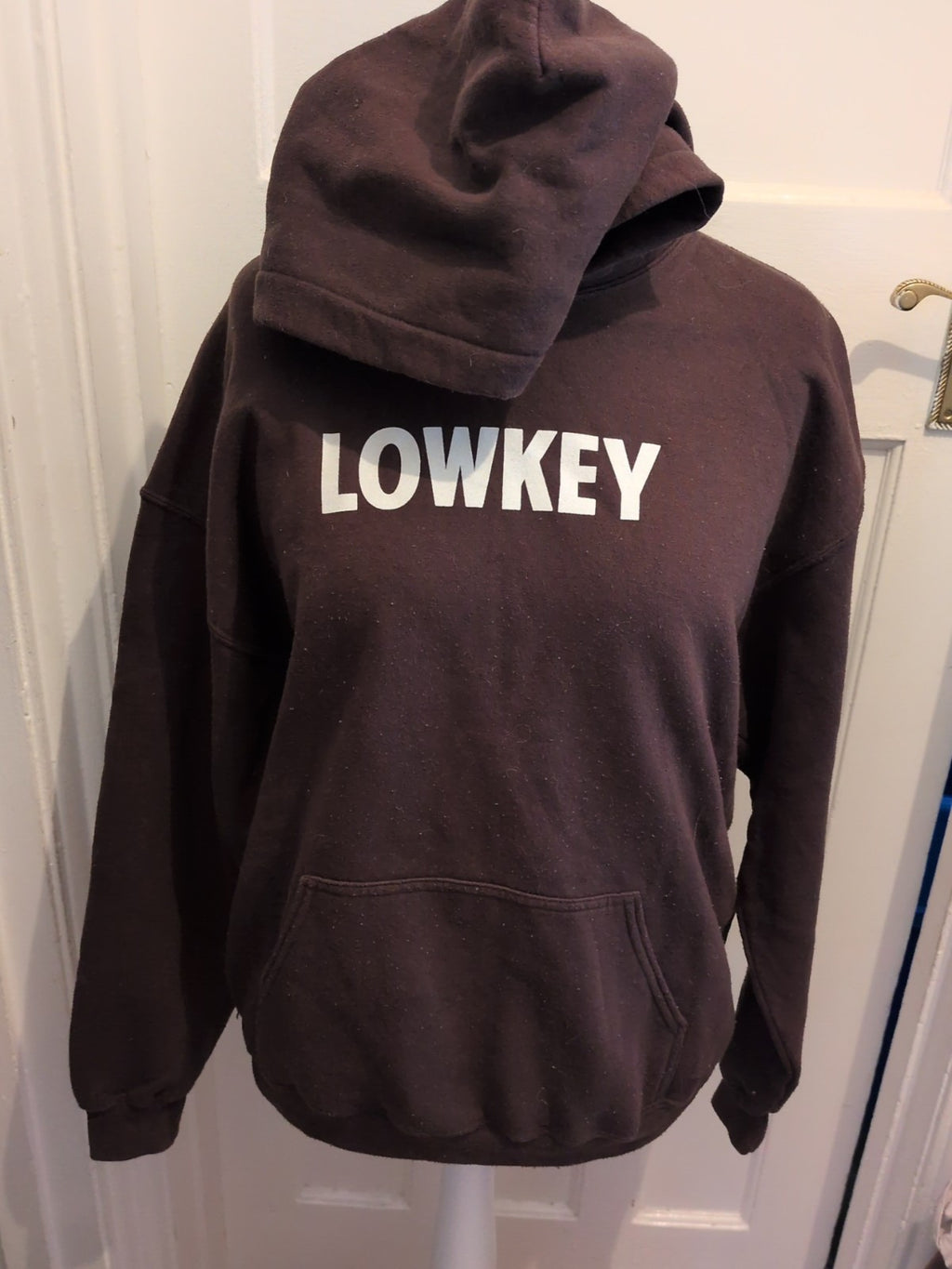 Gildan Large Brown Lowkey Print Hoodie Pullover