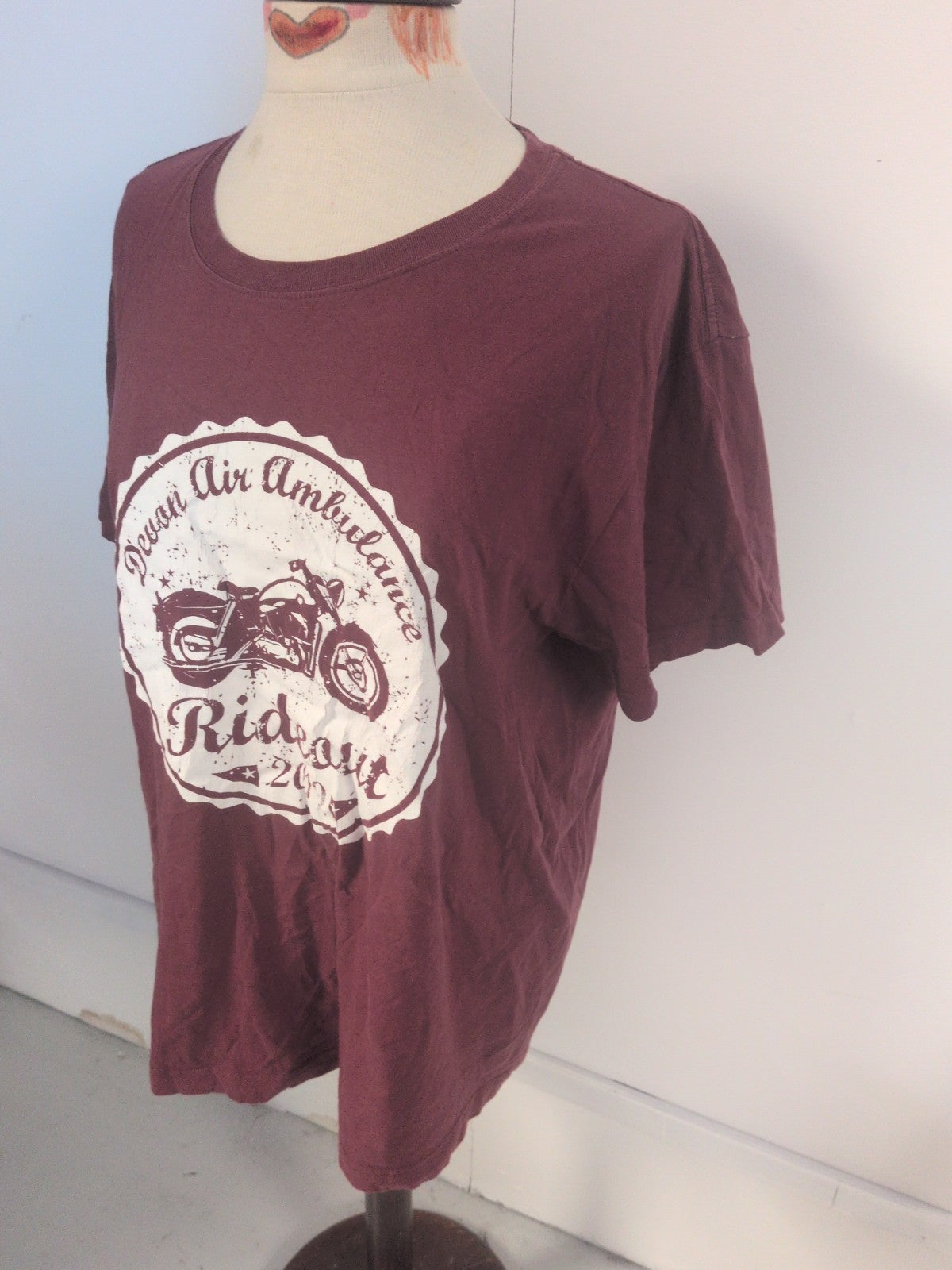 Mens Large Purple Short Sleeve Printed Motorcycle T-shirt