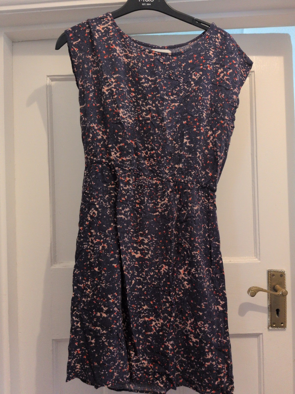 Apricot 10 Navy With Patterning Sleeveless Dress