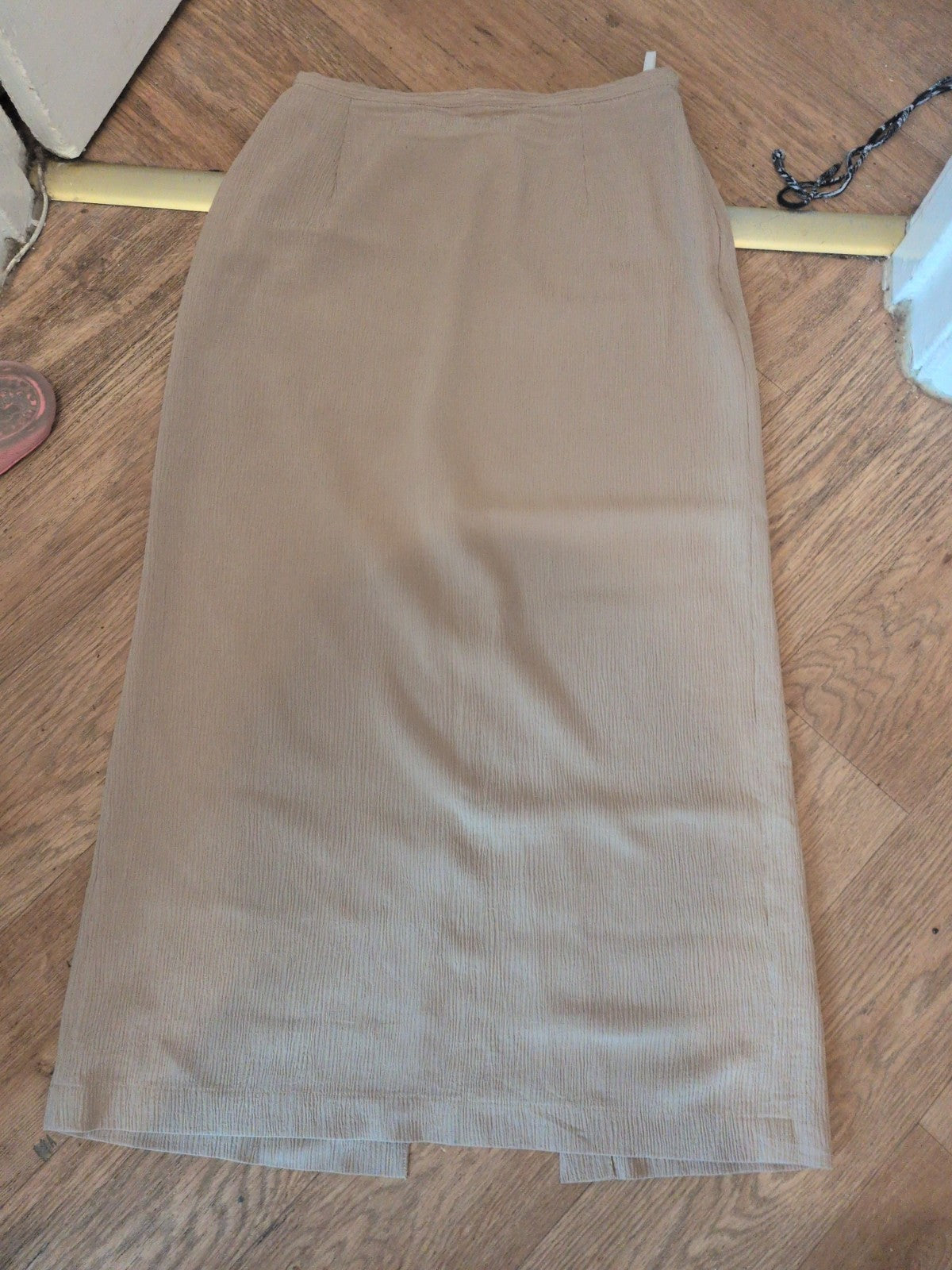 Marks And Spencer St Michael 12 Beige 35" Length Split Hem Skirt