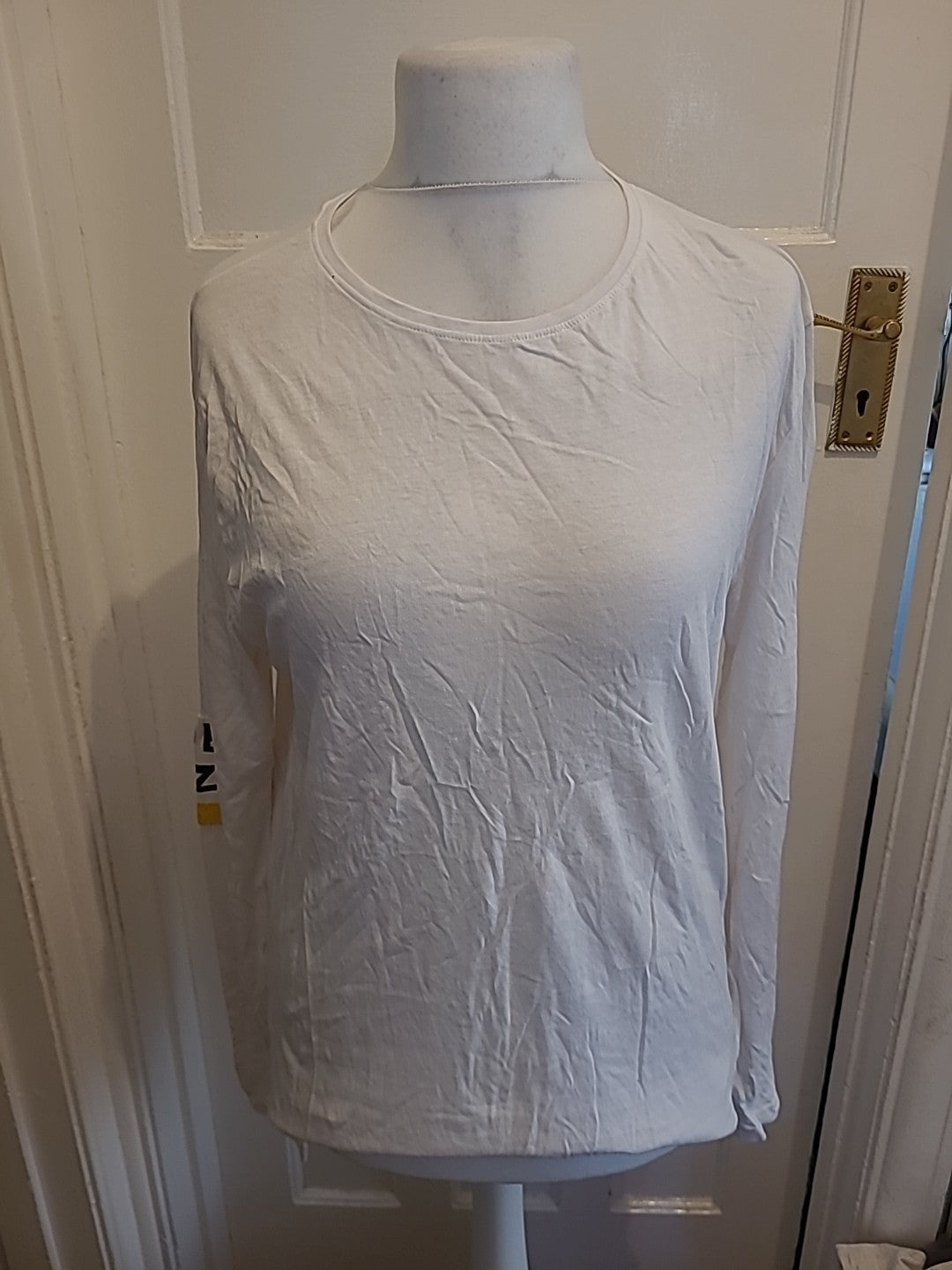 Mens JBC Size L Slim Fit White Long Sleeved Tshirt