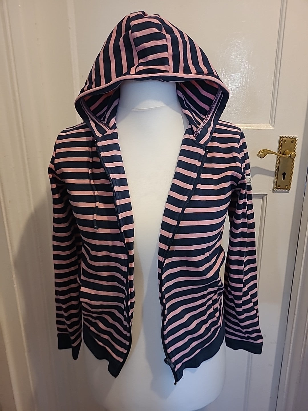 Ladies Mousqueton Size Euro 40 Pink And Navy Striped Jacket