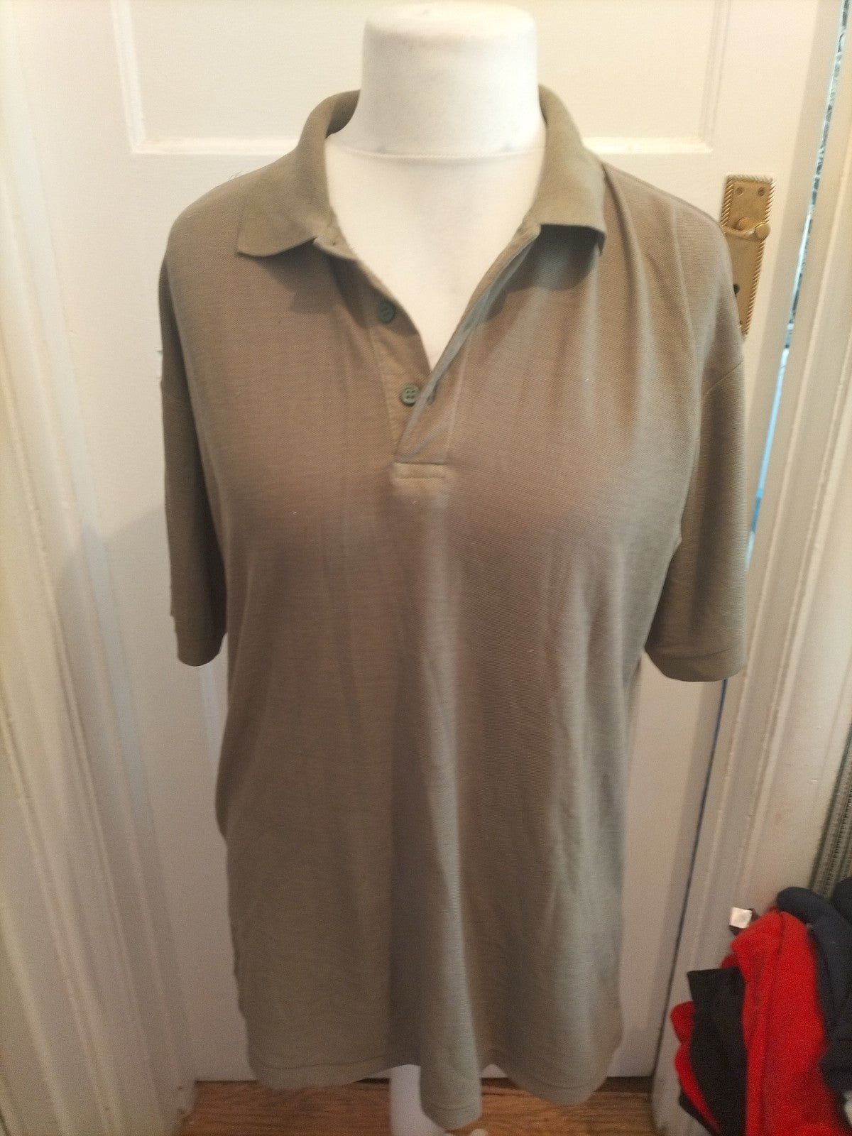 Mens Original Station Size Large Green Short Sleeved Polo