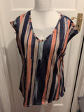 XL Multi Stripe Abstract Sleeveless Blouse