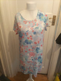 Ladies Nutmeg Size 12-14 Blue Floral Short Sleeved Nighty