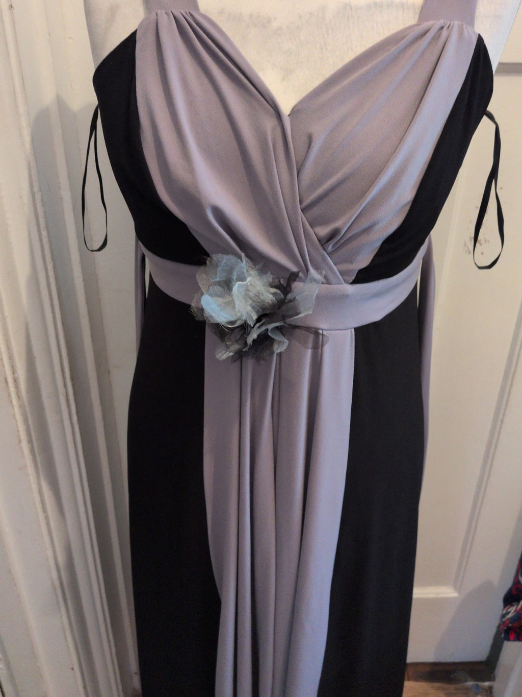 Ladies Joanna Hope Size 16 Grey And Black Flower Sleeveless Maxi Dress
