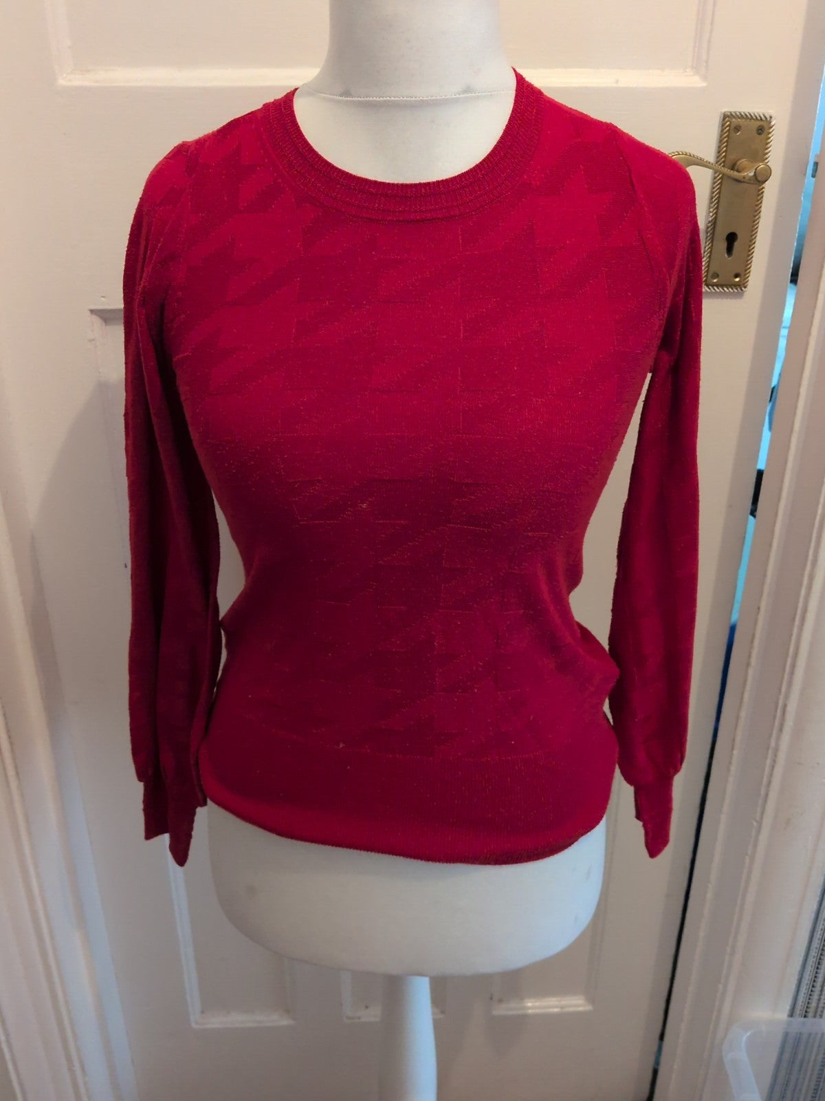 Next XS Red Long Sleeve Pattern Lightweight Jumper