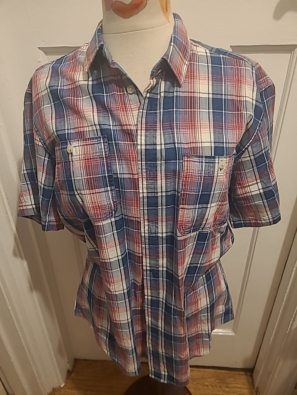 Mens Lincoln Size M Multicoloured Check Short Sleeved Shirt