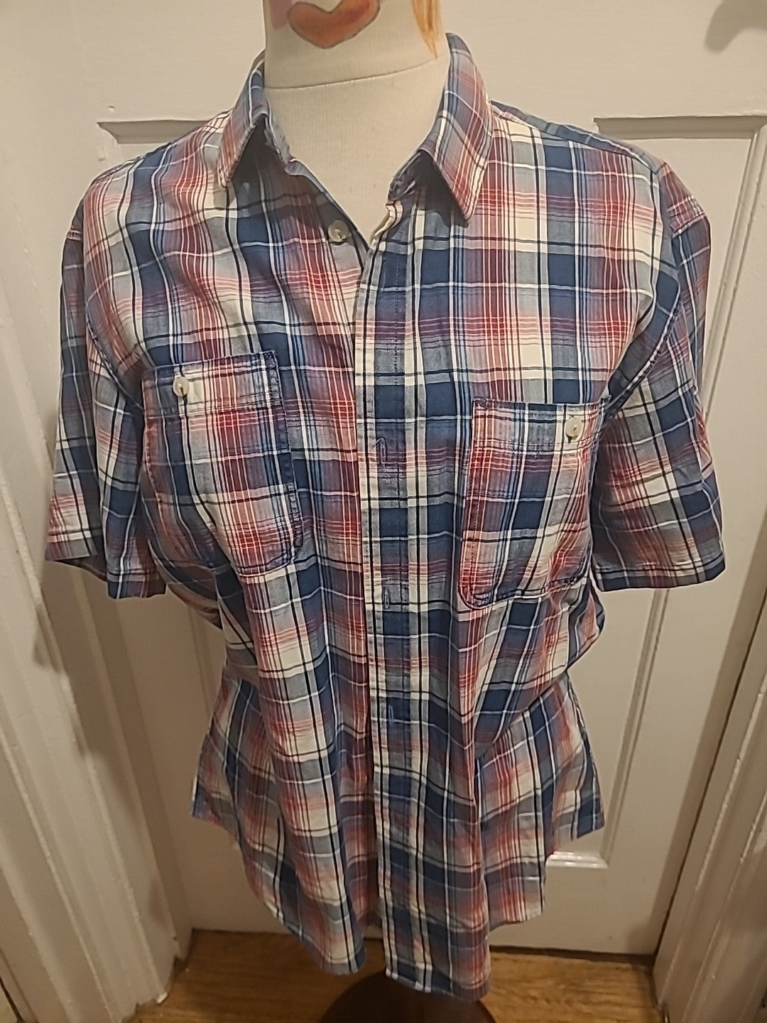Mens Lincoln Size M Multicoloured Check Short Sleeved Shirt
