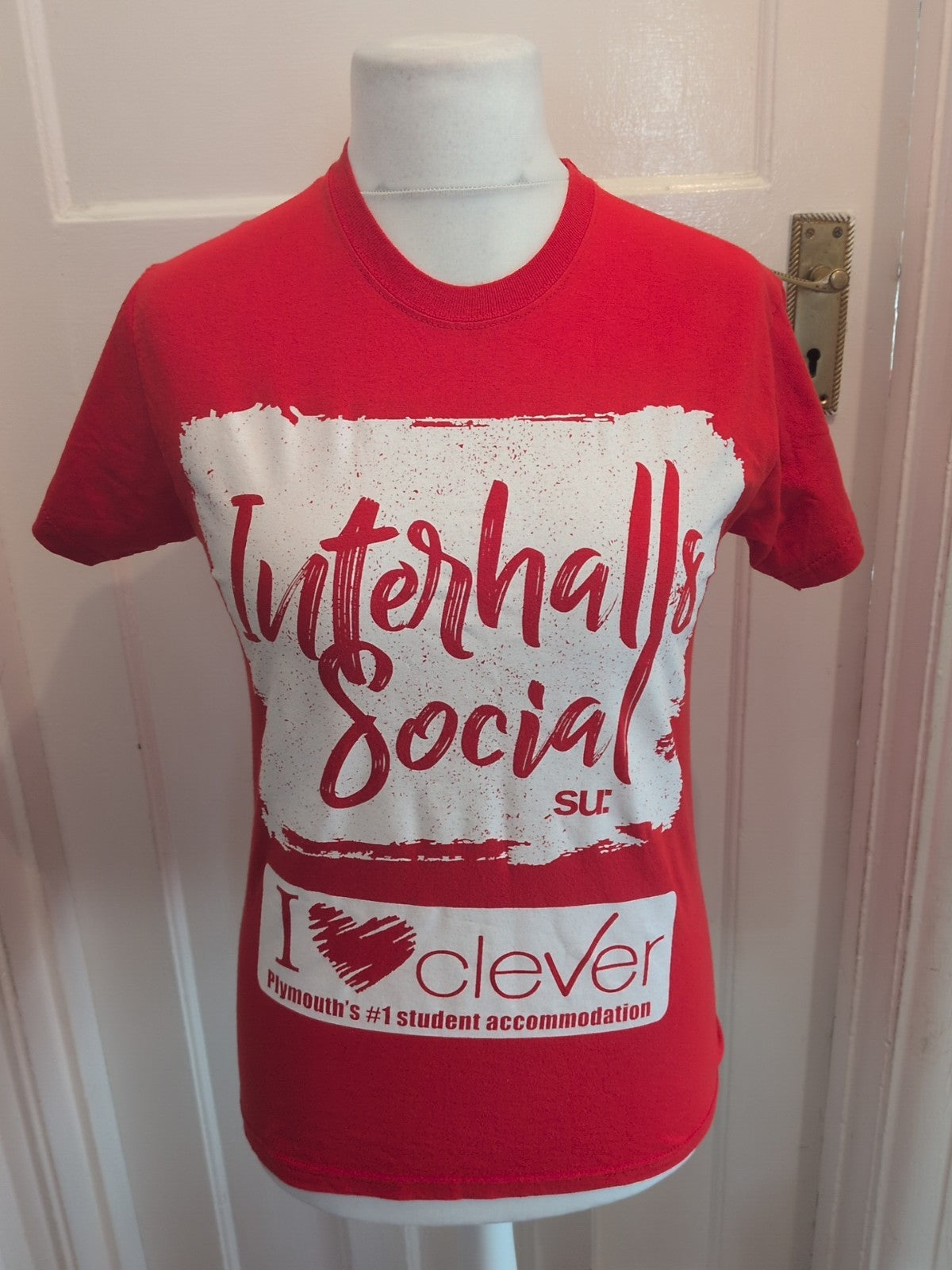 Ladies Fruit Of The Loom Size Small Red Printed Tshirt