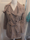 Peacocks 8 Beige Lined Belted Jacket Collared