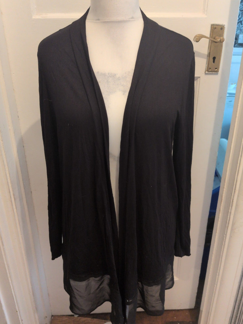 George 16 Black Open Blouse Long Sleeve
