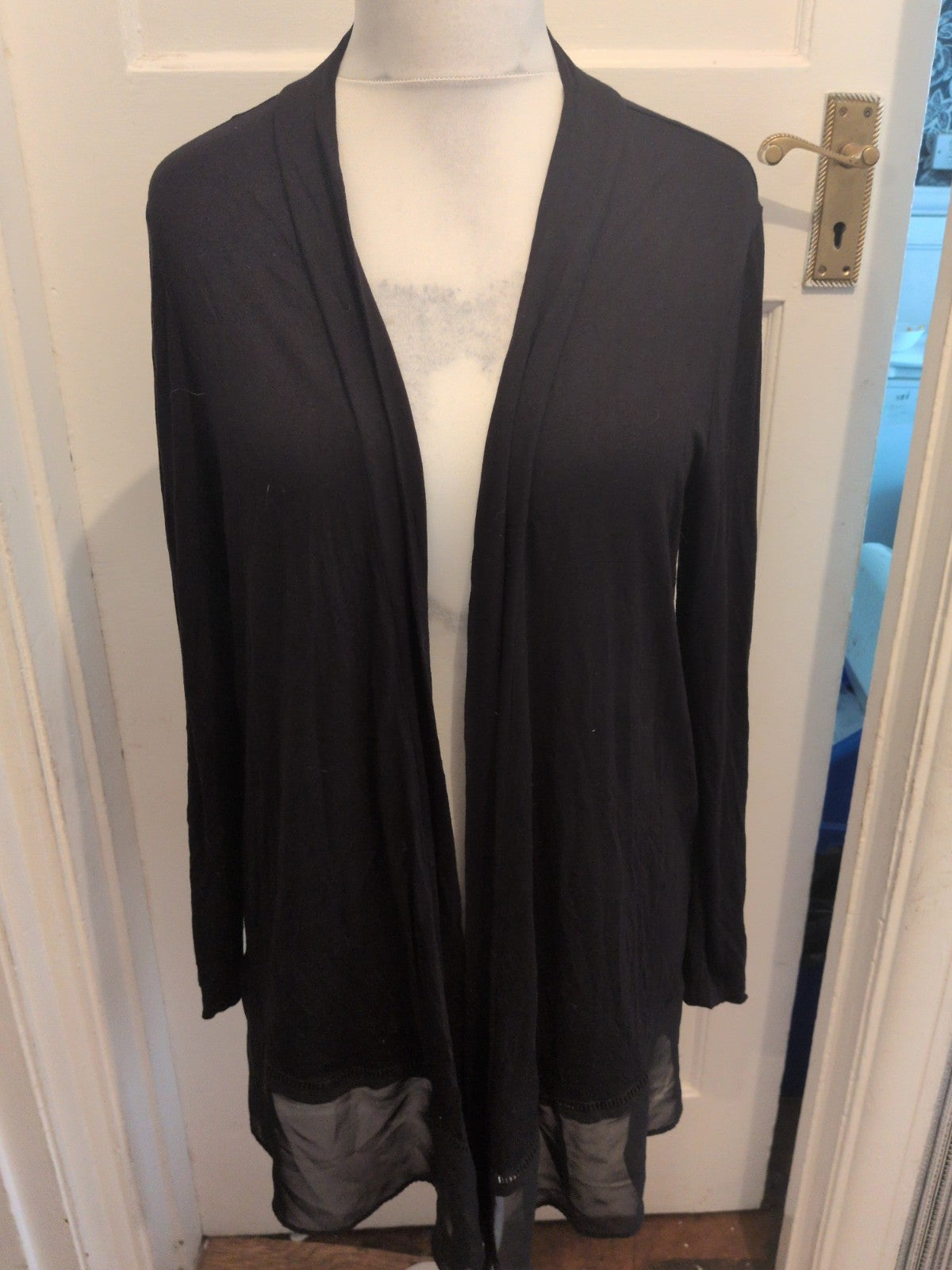 George 16 Black Open Blouse Long Sleeve