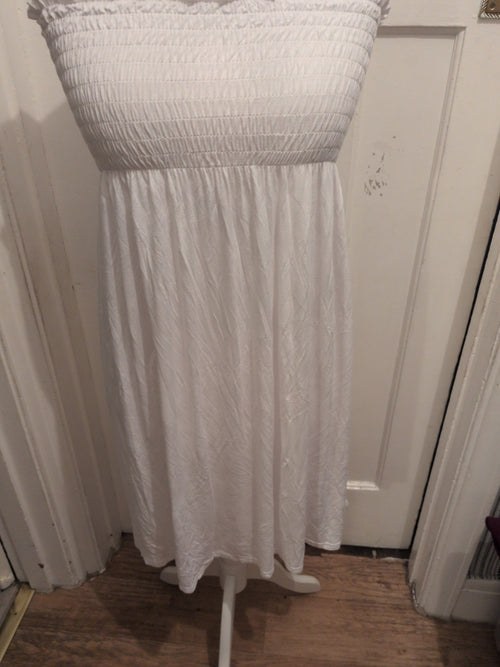 14 White Bubble hem Sleeveless Strapless Dress