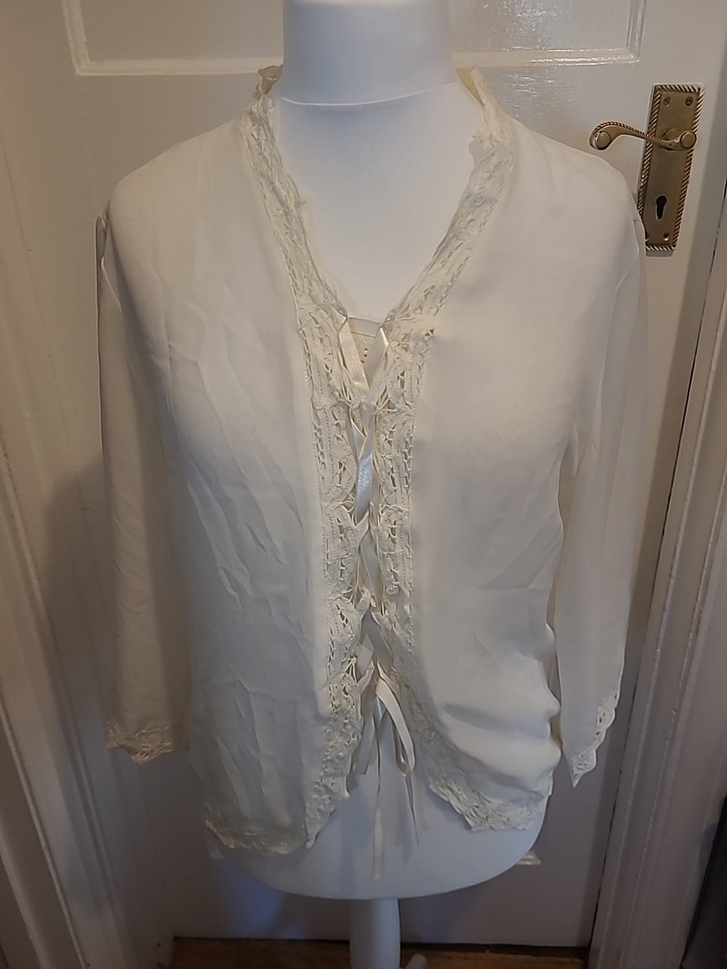 Ladies Size Euro 38 Ivory Long Sleeved Blouse