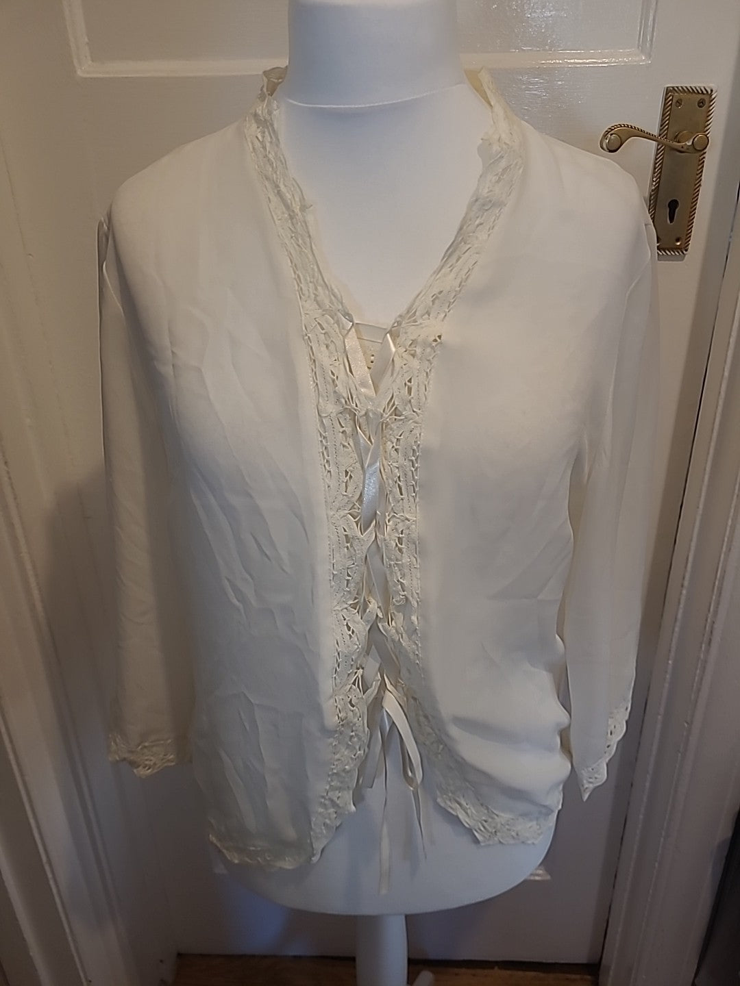 Ladies Size Euro 38 Ivory Long Sleeved Blouse