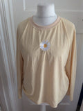 Shein Medium Yellow With Flower On Front Long Sleeve Ribbed Top