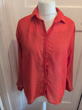Ladies Primark Size 10 Orange Long Sleeve Buttoned Blouse