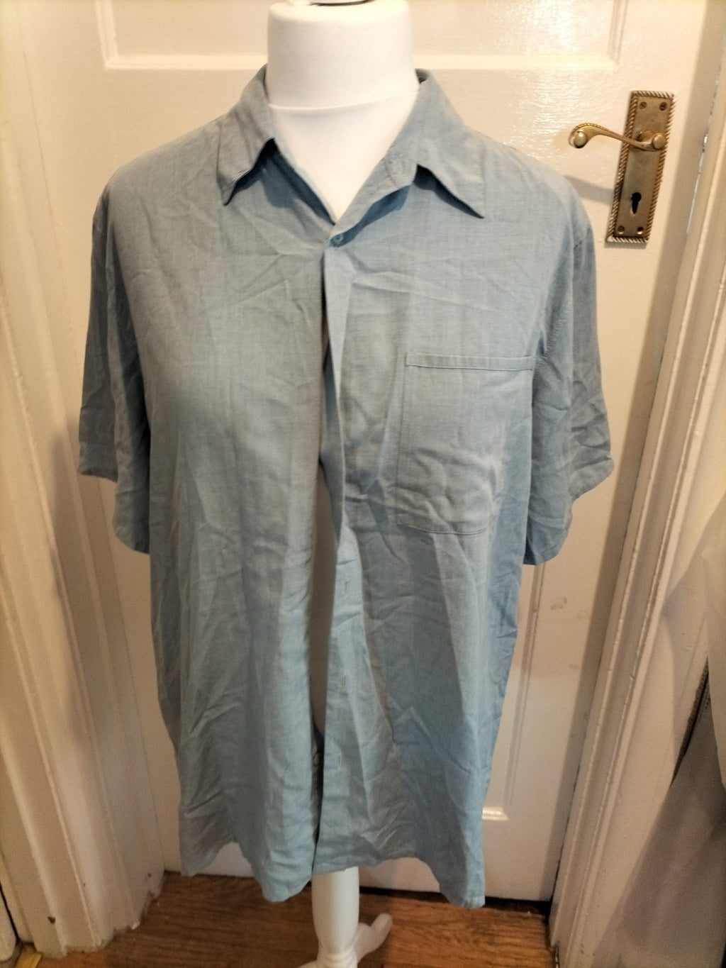 Mens Marks And Spencer Size 41-43" Chest Large Blue Shirt