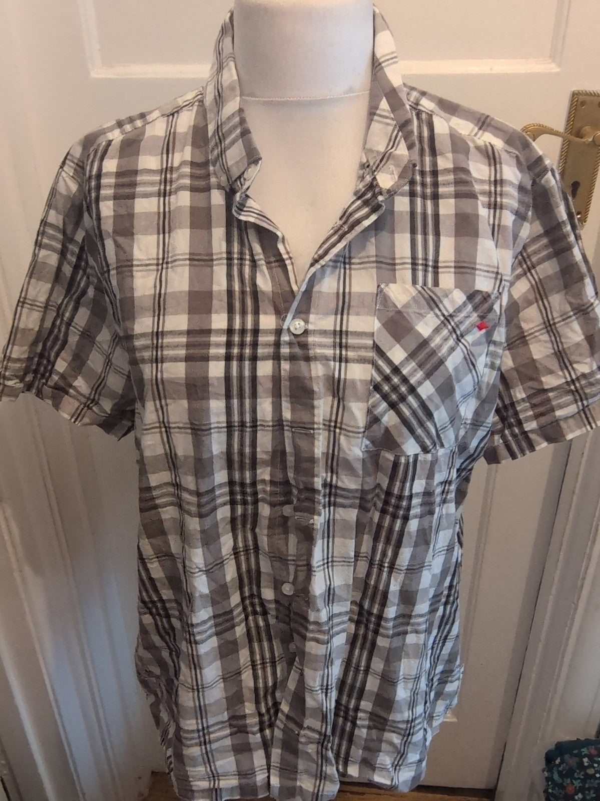 Lee Cooper 2XL Grey Check Short Sleeve Shirt