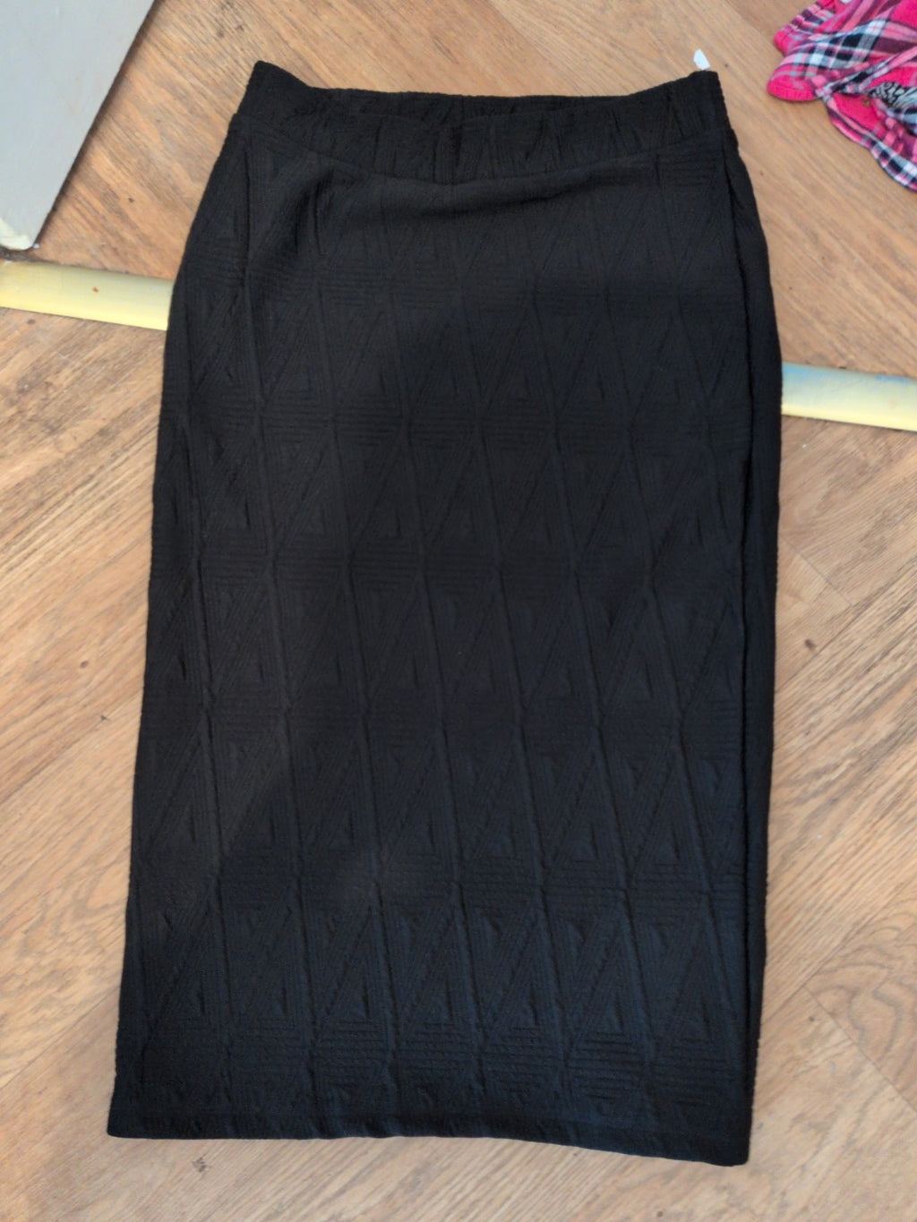 BHS 14 Black Patterned Stretch Midi Skirt Straight