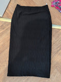 BHS 14 Black Patterned Stretch Midi Skirt Straight