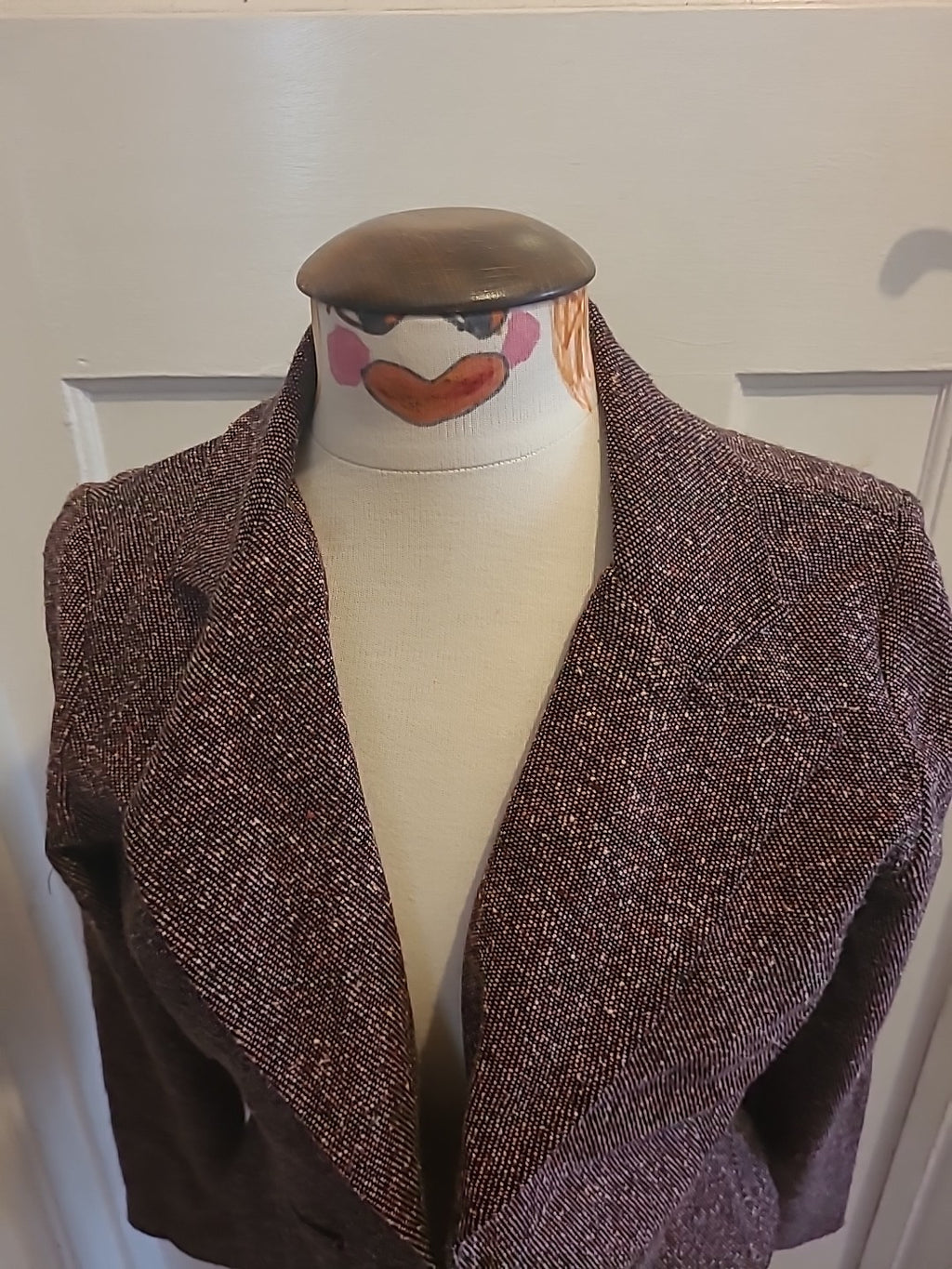 Ladies Size 10 Brown Fleck Lined Long Sleeved Jacket