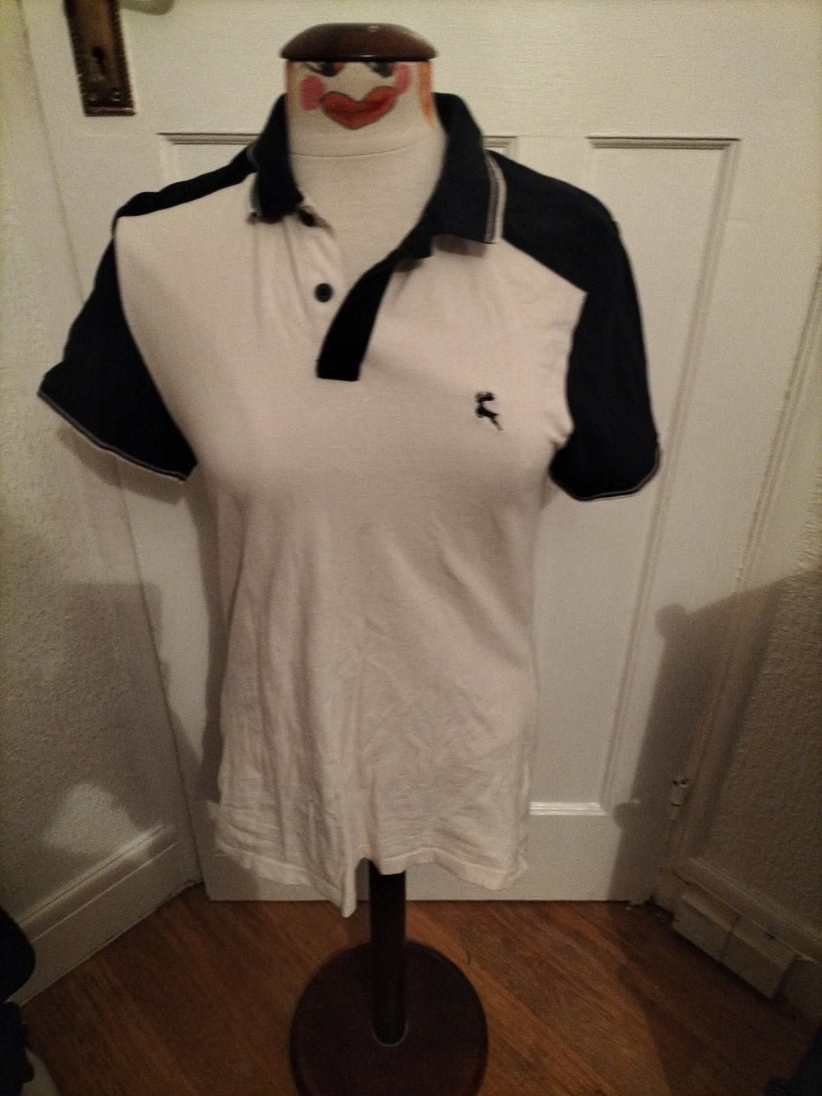 Mens F&F Size Small Black/White Short Sleeved Polo