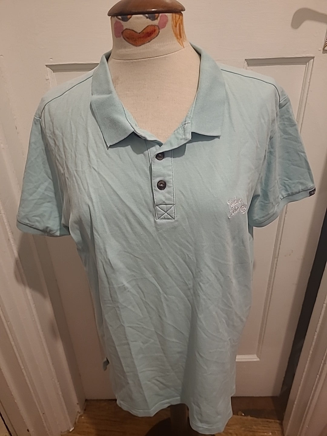 Mens Tokyo Laundry Size XL Turquoise Short Sleeve Polo Shirt