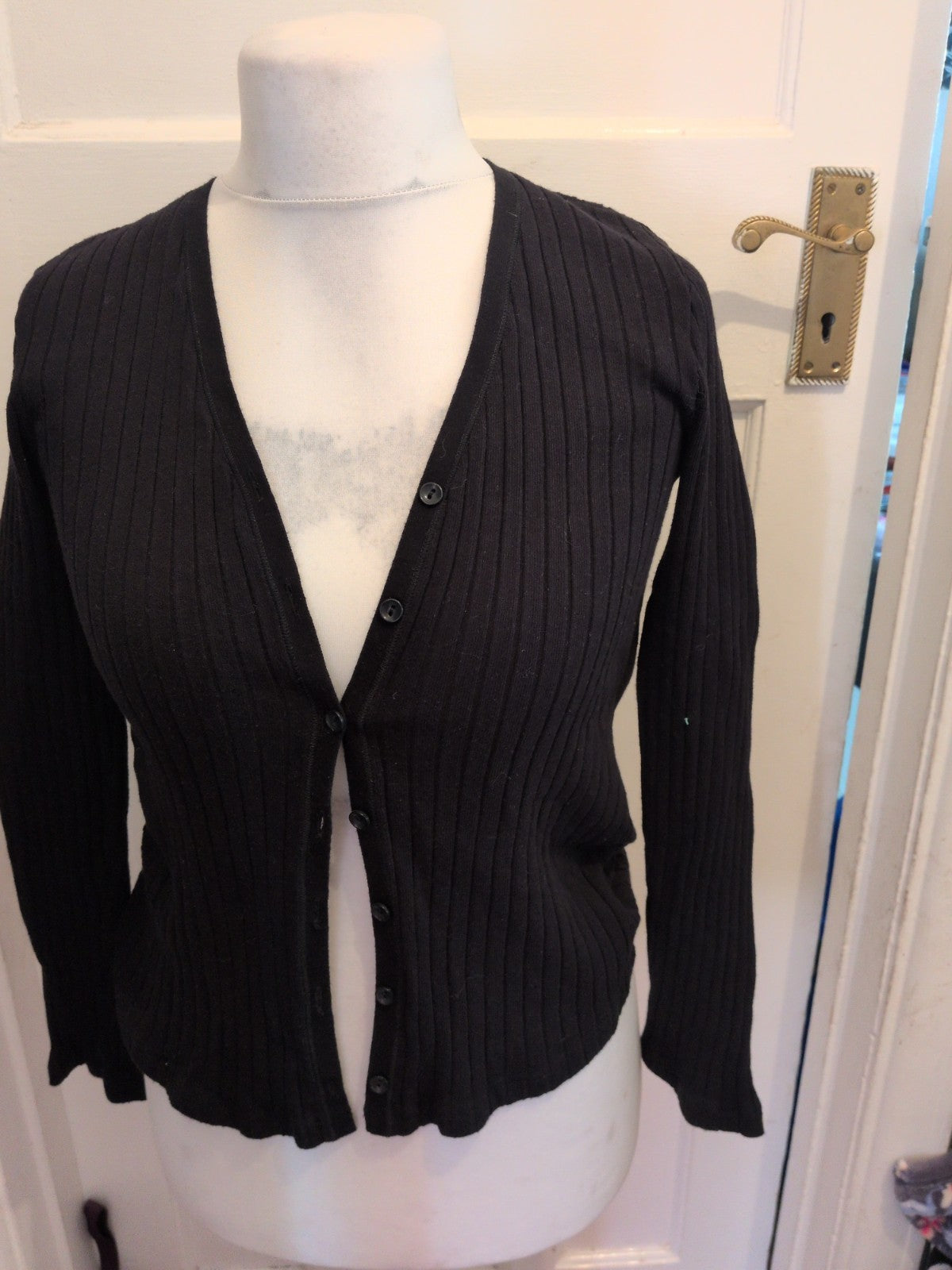 Marks And Spencer 14 Black V Neck Buttoned Cardigan