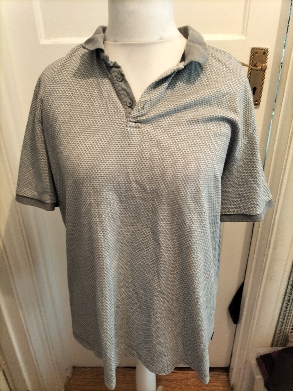 Next 2xl Grey And White Patterned Short Sleeved Shirt