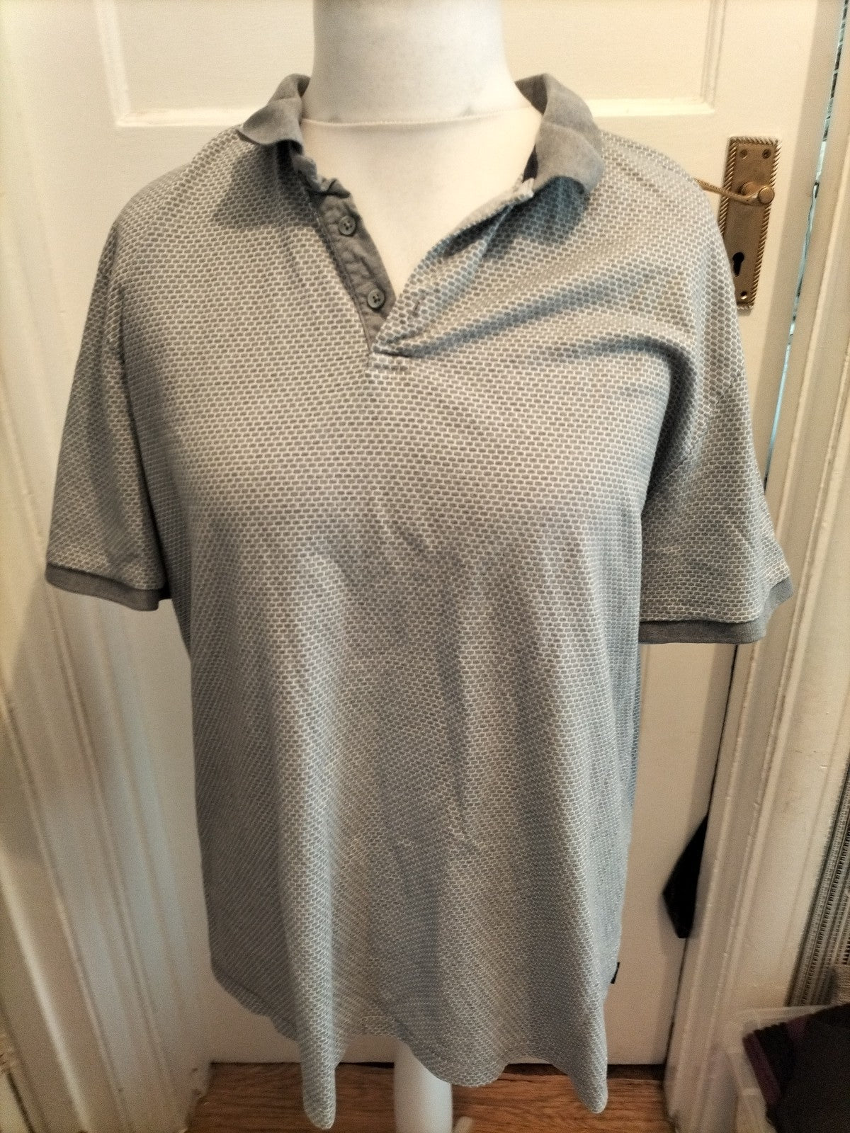 Next 2xl Grey And White Patterned Short Sleeved Shirt